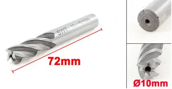 

HSS Milling Cutter Tool Straight End Mill 10mm x 10mm x 22mm x 72mm 4 Flutes 2pcs