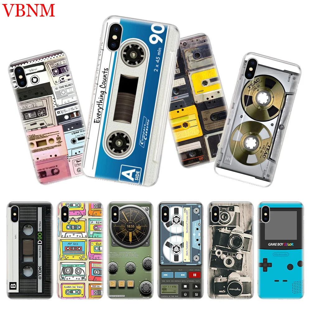 Vintage Tape Camera Gameboy Soft Phone Case For iPhone 7 8 6 6S Plus X 10 Ten XS MAX XR 5 5S SE Art Customized Cover Cases Coque | Мобильные