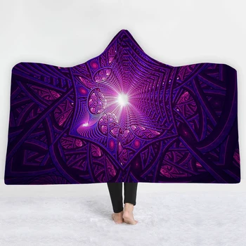 

Purple kaleidoscope Blanket with hat comfortable soft keep warm Blanket Celebrate twin full size Glittering shining Blanket
