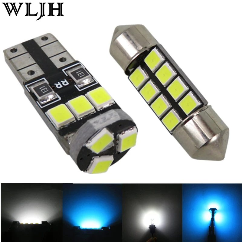 WLJH 11 шт. Canbus 2835 SMD Светодиодная купольная карта для багажника номерной знак