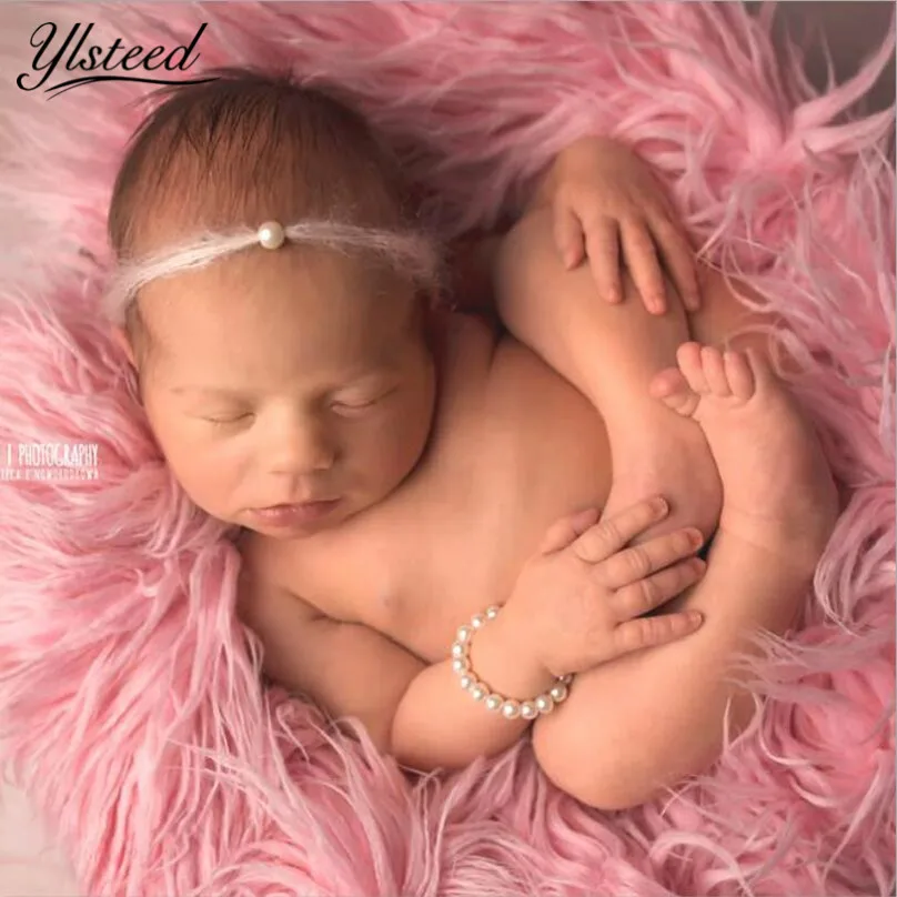 

Newborn Photography Accessories Summer Newborn Photo Props Mohair Pearl Headband Set Baby Picture Prop Newborn Christening Gift
