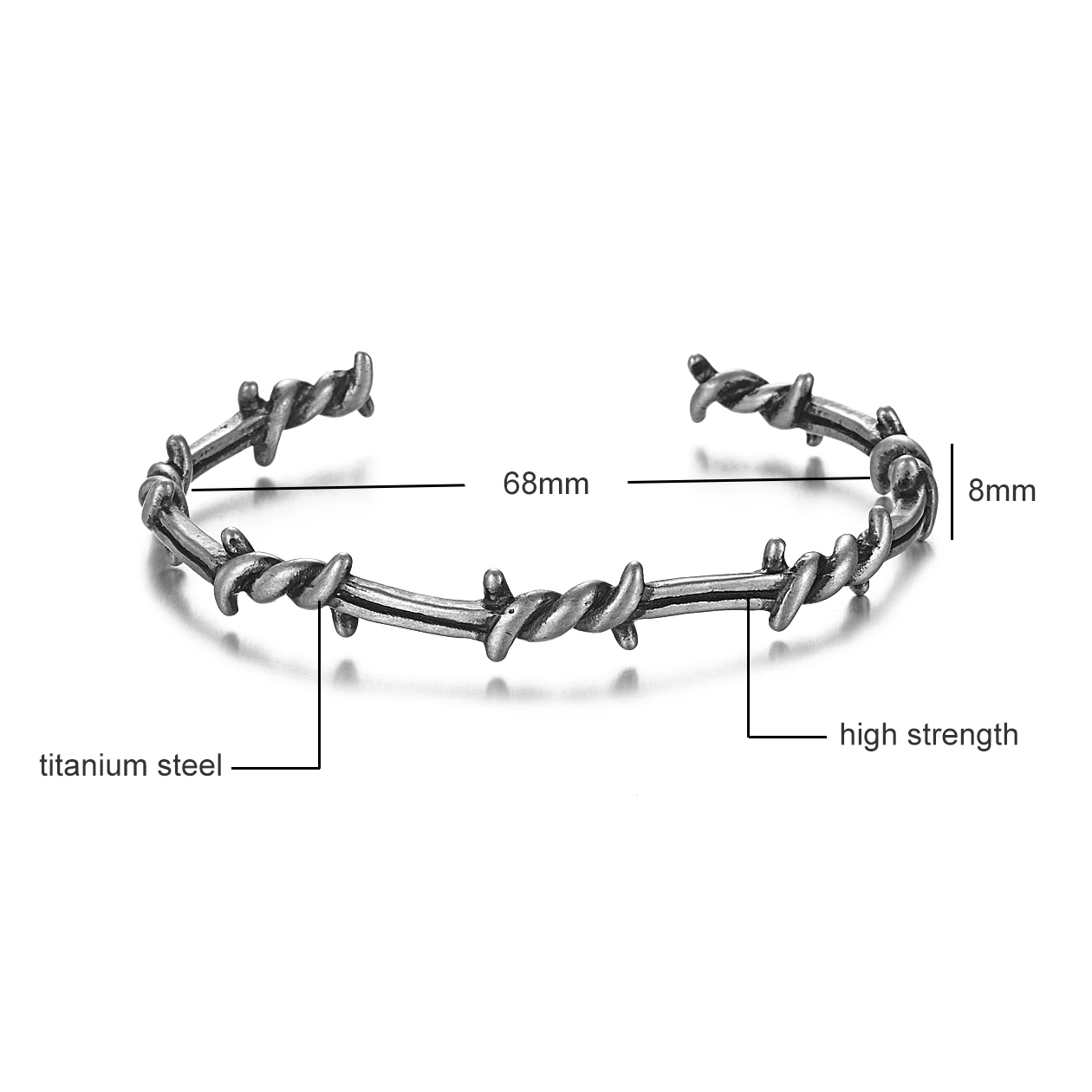 Мужской браслет с закрученными шипами металлический геометрическим рисунком из