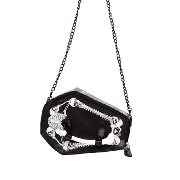 

New Harajuku Style Skull Skeleton Stereoscopic Handbag Bat Print Women Cross Body Cosplay Box Bag Gift 2018