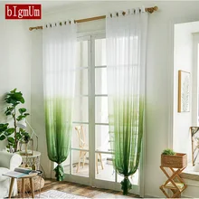 

Japanese Dream Simple Tulle Curtains for Bedroom Living Room Gradient Print Window Voile Curtains Drapes Solid Fabric Cortinas