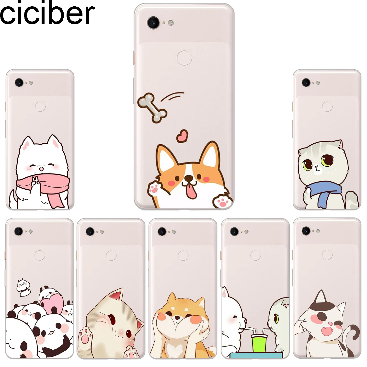 

ciciber New Fashion Phone Cases For Google Pixel 3 2 XL Case Soft TPU Back Cover for Pixel 3XL 2XL Animal Cat Dog Funda Coque