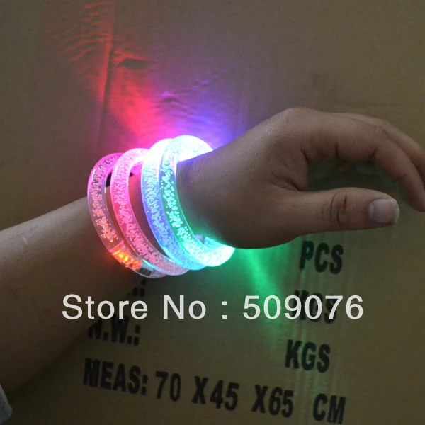 

Free shipping 720pcs/lot Light Up Acrylic Bracelet Wristband LED Flashing Glow Blinking Rave Wear