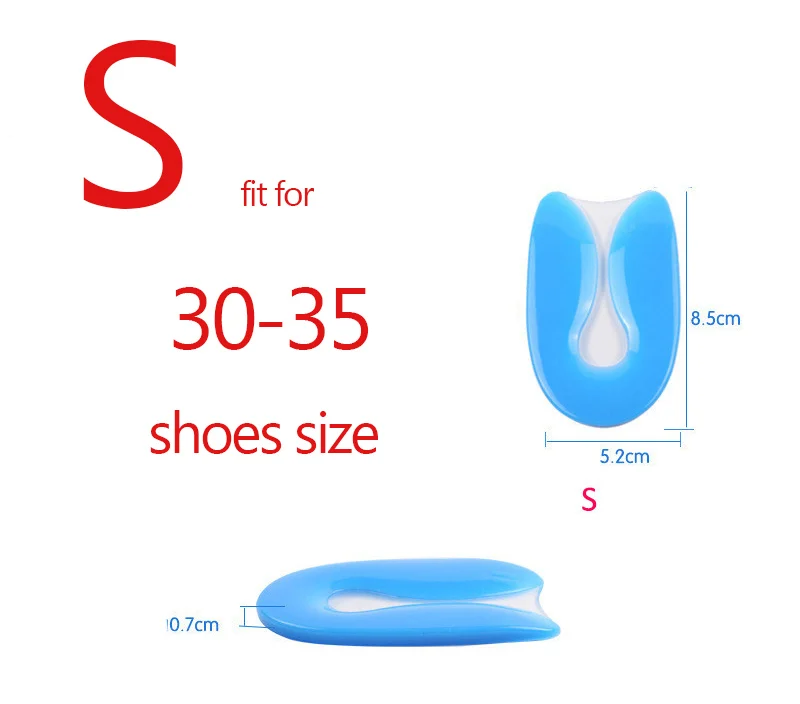 Shoe Inserts Insole for Men Women 100% Silicone Gel U-Shape Plantar Fasciitis Heel Protector Heel Spur Cushion Pad Accessories