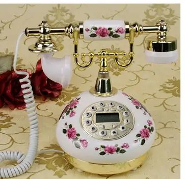

A square antique telephone landline telephone European high-end fashion retro wooden telephone