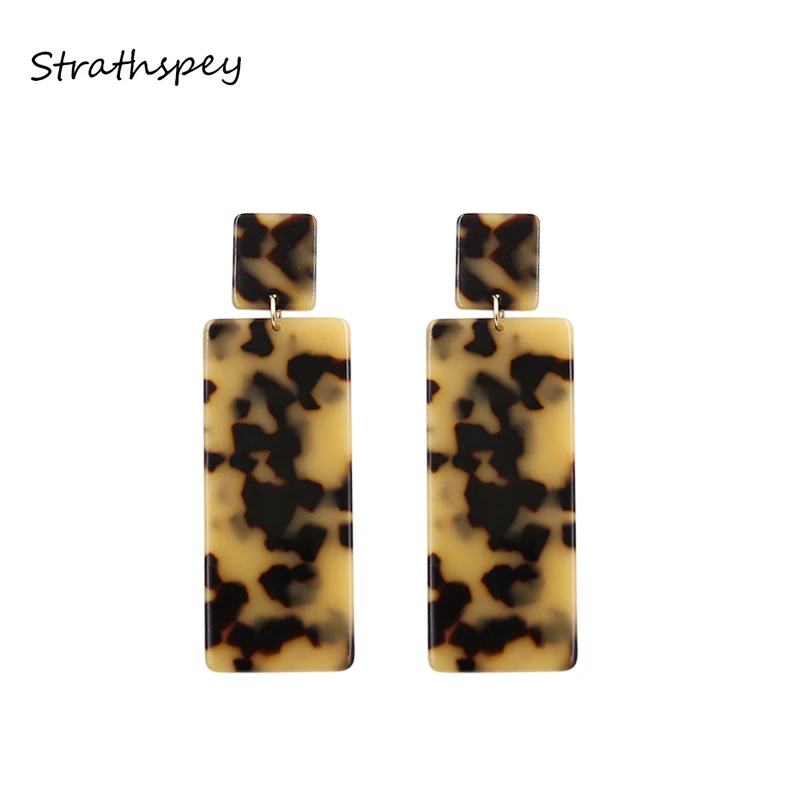 

STRATHSPEY Acrylic Earrings For Women resin Leopard Earing Tortoiseshell Statement 2019 Trendy Jewelry boucles d oreille femme