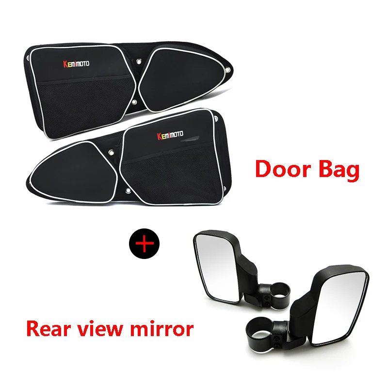 

1.75" 2" UTV Mirror Side Rearview Mirror + Side Storage Bag Door Handle Bag Knee Pad For Polaris RZR XP 1000 900 2015 2016 2017