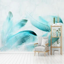 Современные 3D настенные фрески обои для стен 3D Голубое перо Мрамор ТВ фон обои наклейки домашний Декор красивые обои 3D