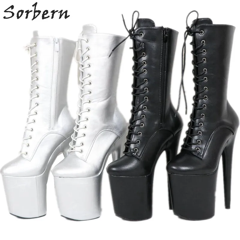 Sorbern; короткие женские ботиночки; женские ботинки для танцев на шесте; обувь для трансвеститов на очень высоком каблуке 20 см; обувь на заказ