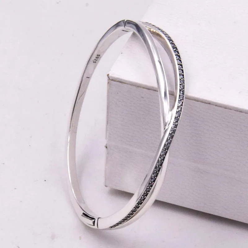 

Top Quality Starry Galaxy Entwined With Cubic Zirconia Bangle Bracelet Fit Bead Charm 925 Sterling Silver Bangle Europe Jewelry