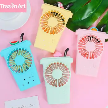 

HobbyLane Portable Mini Cooling Fan Cartoon Cup Shape Handheld Mini USB Charging Adjustable Fan With Battery d25