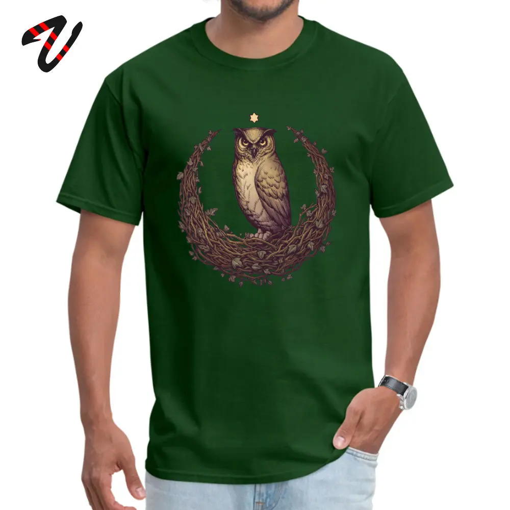 Owl Hedera Moon Summer Fall 100% Cotton Fabric Crew Neck Tops Shirt Short Sleeve Europe Tops Tees Graphic Custom T-Shirt Owl Hedera Moon 32225 dark