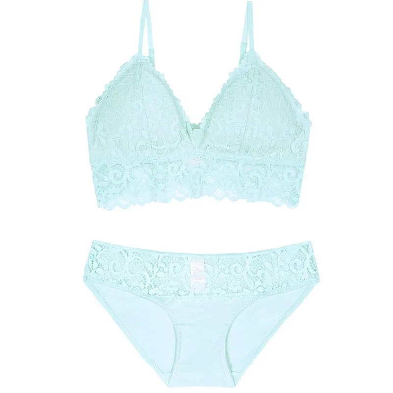 Pretty Lace Trim Wire Free Vest Back Full Cup Bralette (1)