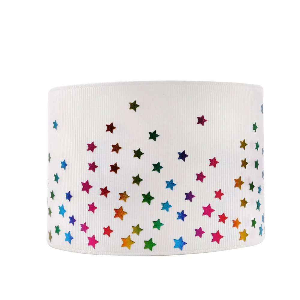 

David accessories 3"75mm star polyester grosgrain tape ribbon 10yds,DIY handmade materials,wedding gift wrapping,10Y64108