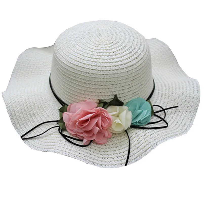 Новая летняя детская Цветочная дышащая шляпа Соломенные Детские шляпы от солнца шляпа для мальчиков и девочек модные милые дизайнерские#4A05
