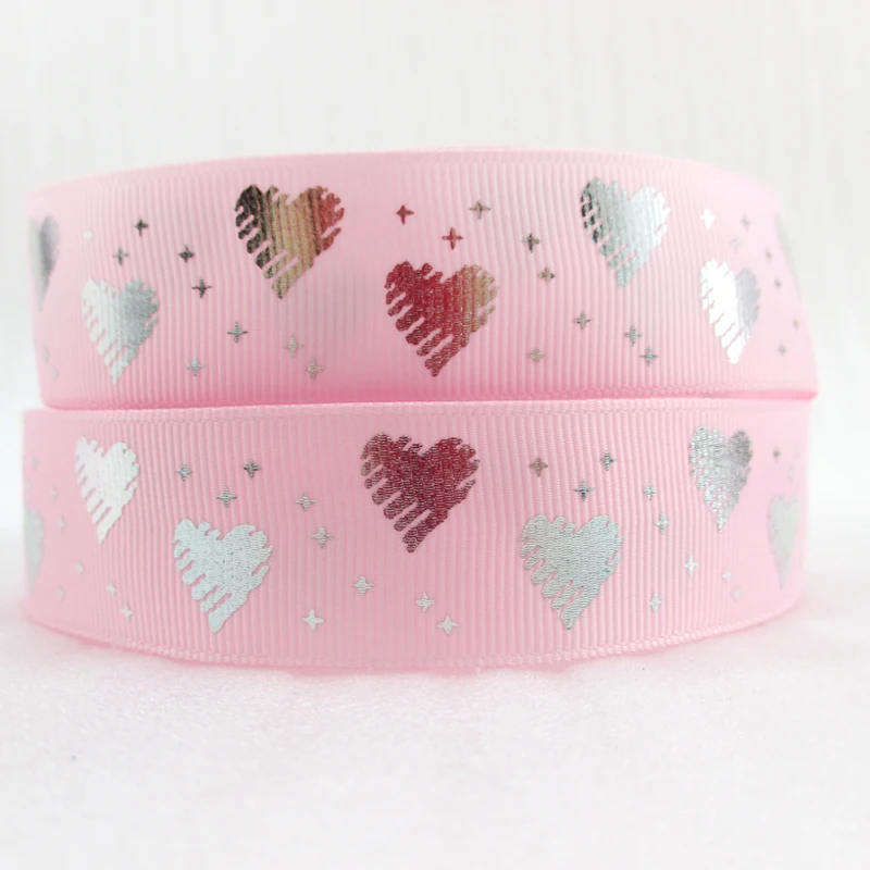 

10Y738 1''(25mm) silver VALENTINES DAY printed polyester ribbon 10 yards, DIY handmade materials, wedding gift wrap