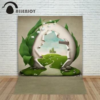 

Allenjoy Backgrounds filming Easter grass cartoon egg professional camera photography vinyl backdrops