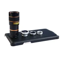 10 шт./лот 4 в 1 объектив 8X Телескоп объектив камера "рыбий глаз" объектив широкоугольный Макро объектив с крышкой для samsung Galaxy Note 4