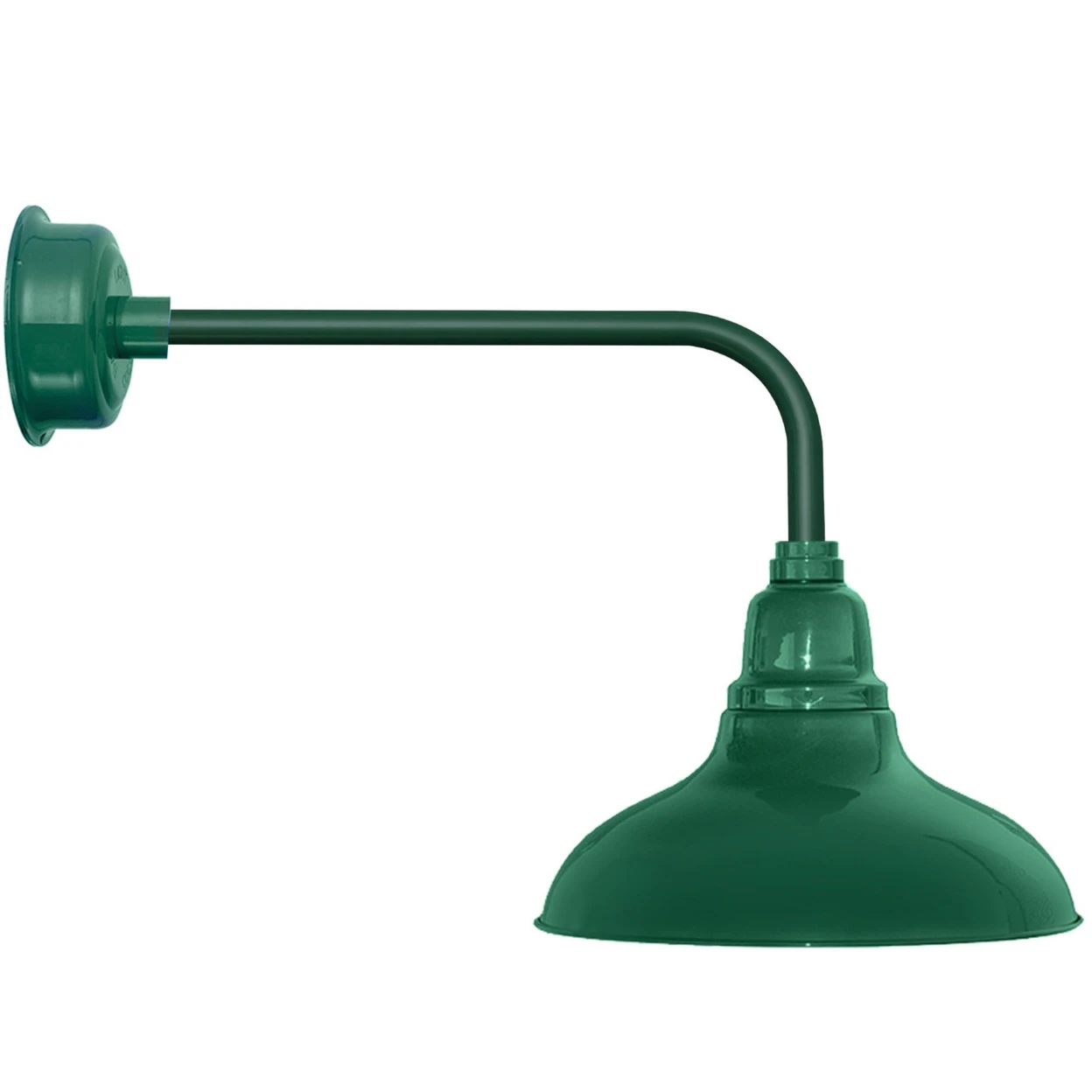 8 Dahlia LED Barn Light with Traditional Arm in Vintage Green