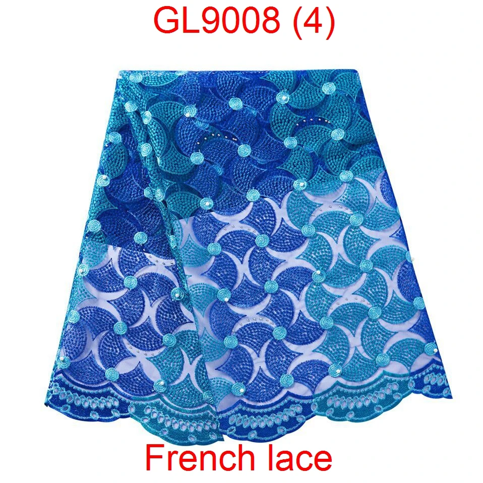 2019 African Laces Fabrics Embroidered Nigerian 3D Guipure French Cord Lace Fabric High-quality  African French Net Lace Fabric GL9008 (4)