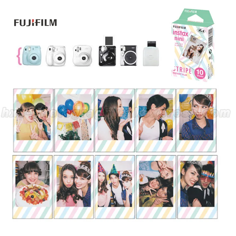 Подлинная фотобумага Fuji Fujifilm Instax Mini Instant Film Stripe 10 шт. для Mini 8 9 7s 7 50s 50i 90 25 dw Share SP-2 1 камер