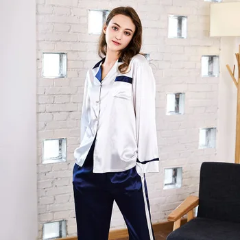 Fashion Spring Autumn Pajamas Sleepwear for Women Satin Contrast Nightwear Vintage Long-Sleeve Top And Trousers Pajama Set NEW
Fashion Spring Autumn Pajamas Sleepwear for Women Satin Contrast Nightwear Vintage Long-Sleeve Top And Trousers Pajama Set NEW