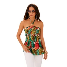 2019 hot sale explosions hanging neck tube top pineapple print shirt T-shirt free shipping 2019 hot sale explosions hanging neck tube top pineapple print shirt T-shirt free shipping