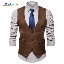 Covrlge Men's Business Casual Slim Fit Vests High Quality Spring Autumn Solid Color Single Buttons Men Vests Male Suit MWX029