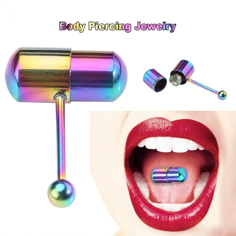 

2Types Vibrating Tongue/Belly Button Ring With 2 Button Batteries Stainless Steel Navel Nipple Rings Barbe Body Piercing Jewelry