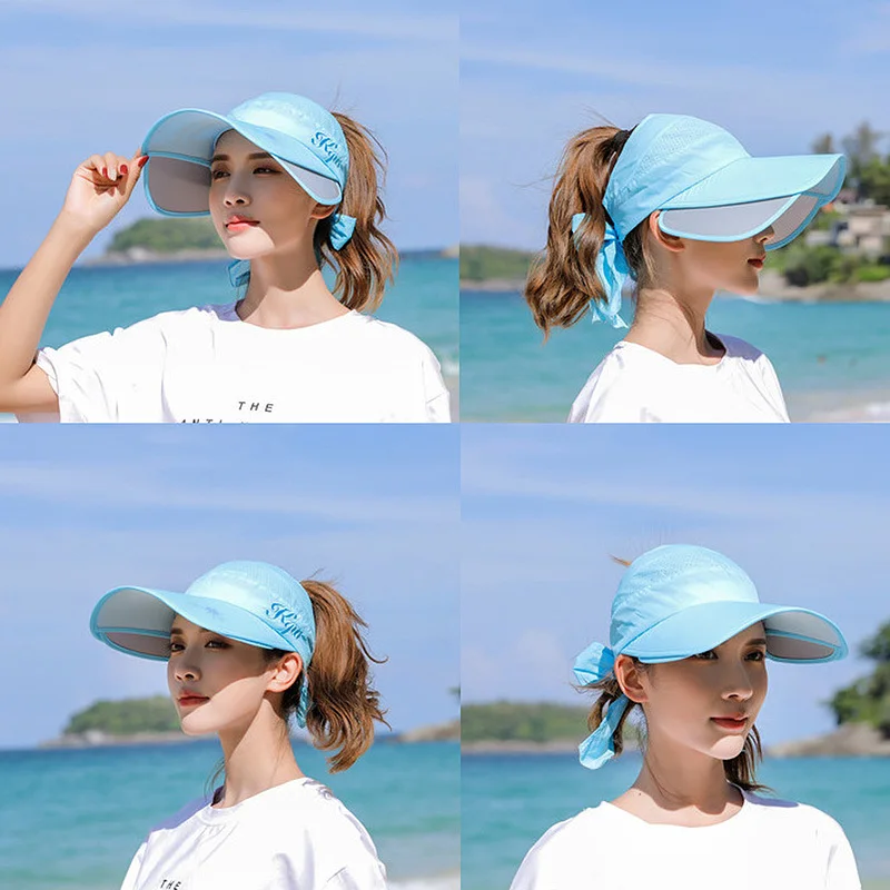 Дикая Женская Летняя шляпка, Корейская версия козырька, защита от солнца, солнцезащитная Кепка, шапка для верховой езды, синяя