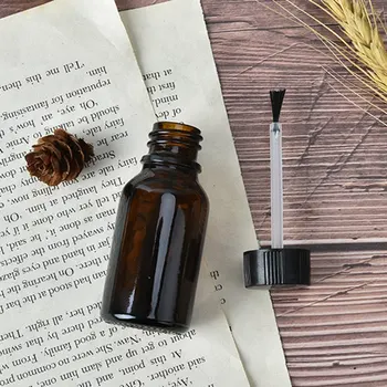 

1pcs 15/20/30ml Empty Frost Brown Glass Bottle Nail Polish Bottle Essential Oil Container With Brush Cap