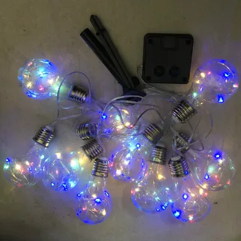 

10led Outdoor Waterproof Solar A55 Bulb Copper Wire Light String Christmas Wedding LED Lights