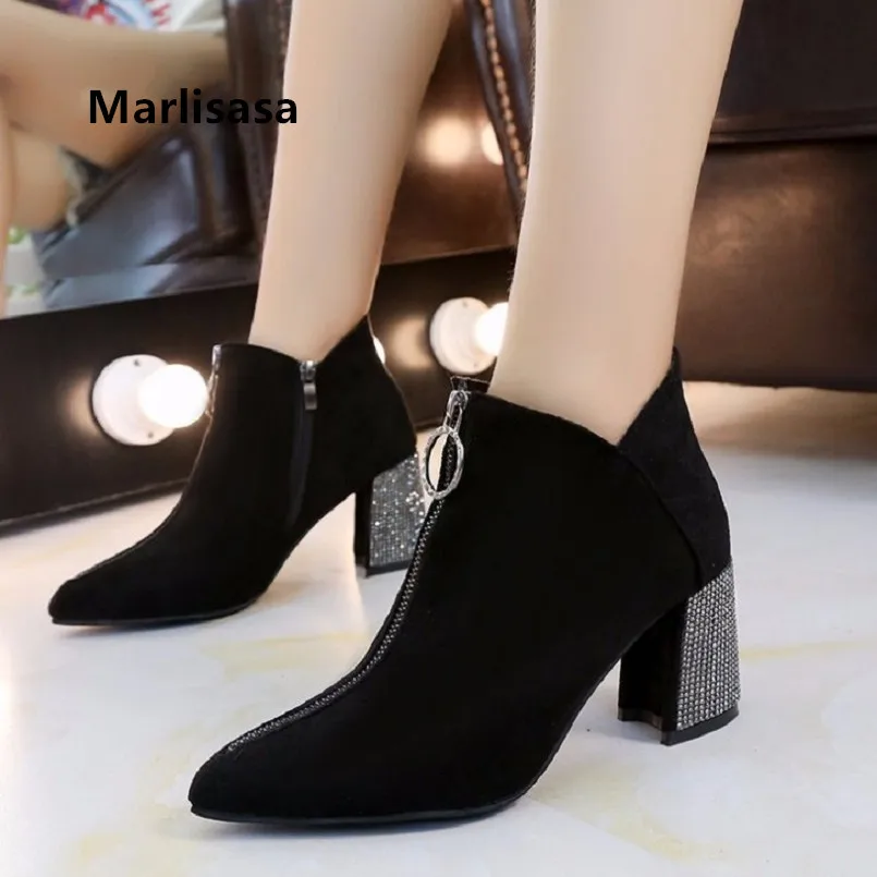 

Marlisasa Frauen Stiefel Women Classic Black Comfortable Autumn Boots Lady Winter Front Zipper Ankle Martin Boots Botas F6001