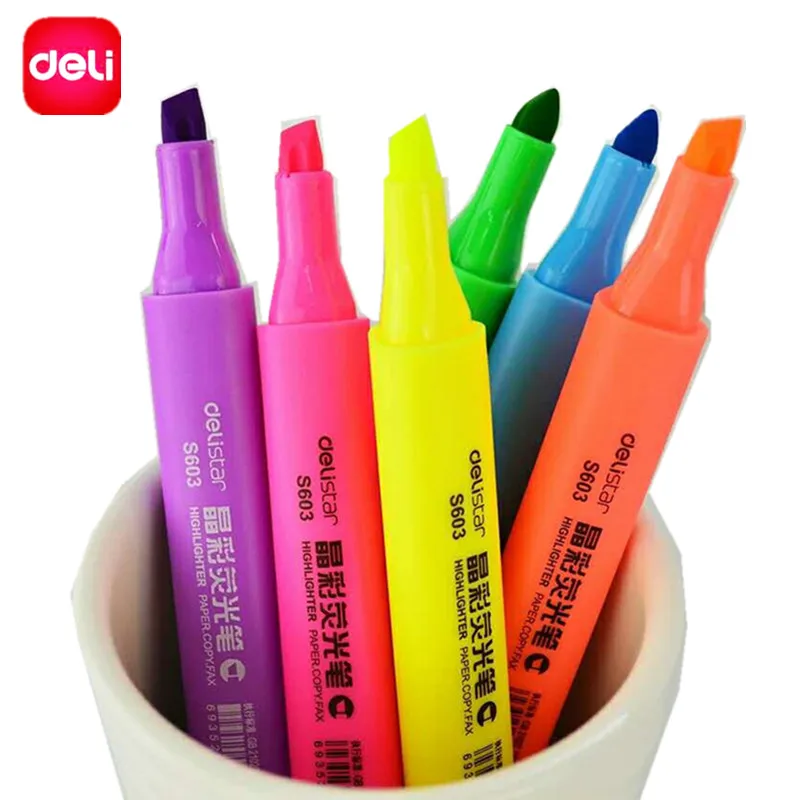 6 pcs/set Triangle Highlighter Invisible Ink Marker Pen Fluorescent