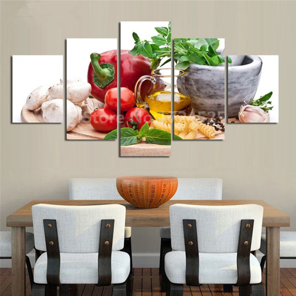 

Home Decor Canvas Painting Fruit HD Prints 5 Pieces Wall Art Vegetable Modular Food Pictures Bedside Background Artwork Poster