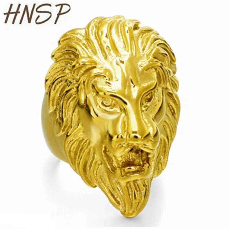 

HNSP Punk Animal Gold Lion Head Finger Ring For Men Male Bague homme Anel