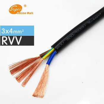 

1/5/20/ Meters Black RVV-3*4mm Square Soft Sheathed Cable Control Power Line Monitor power cord Copper Electronic Wire