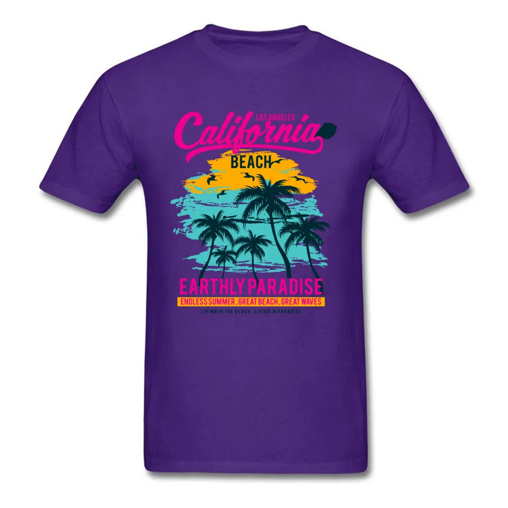 California Beach Paradise Tops T Shirt Designer Crew Neck Custom Short Sleeve 100% Cotton Mens T Shirt Design Sweatshirts California Beach Paradise purple
