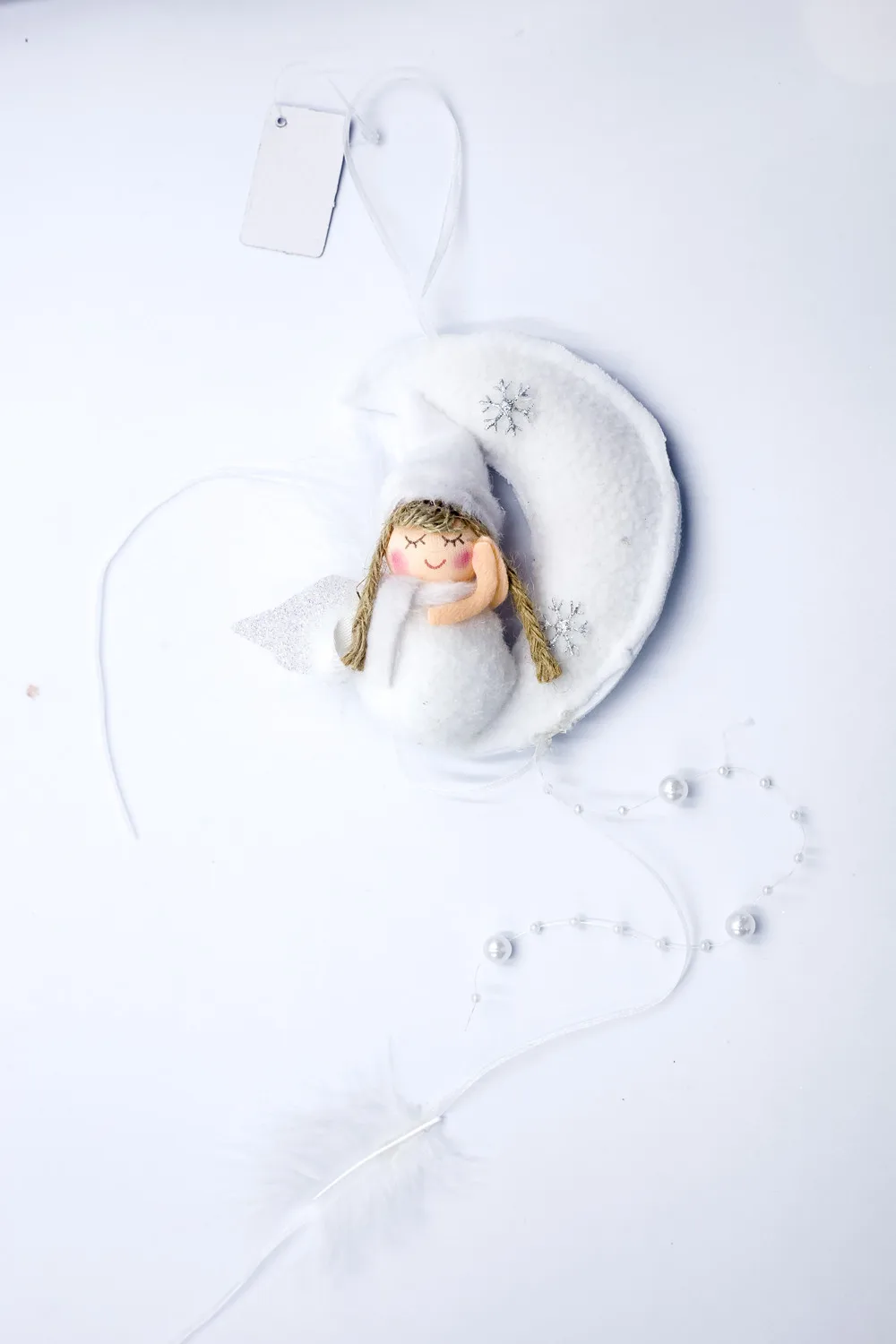 Милый ангел девочка кукла Белое золото Рождественская елка украшение подвесной кулон Рождественская вечеринка Декор для дома стол Рождественский подарок - Цвет: white moon angel