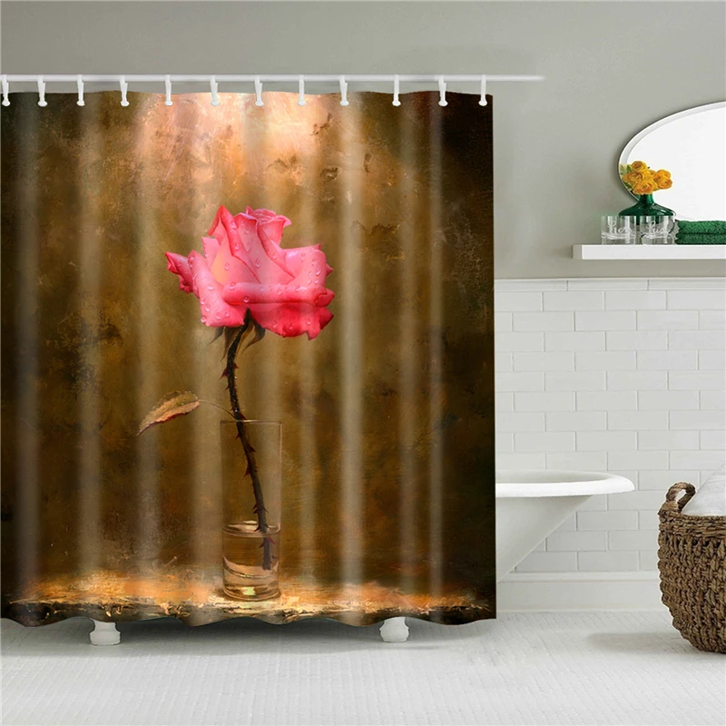 Waterproof Bath Shower Curtains 3d Flowers Printing Custain for Bathroom High Quality Polyester Bath Screen Home Decoration - Цвет: C0423