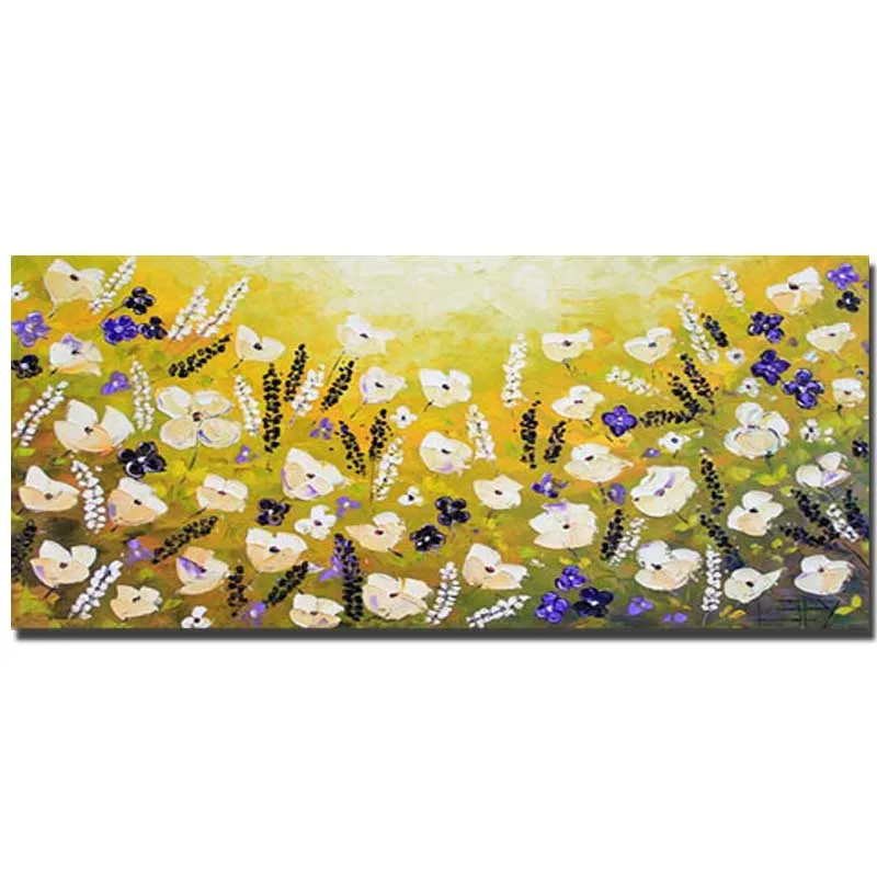 Large Canvas Wall Art California Yellow Poppies Oil Painting Modern Abstract Impasto Textured Colorful Decoration | Дом и сад