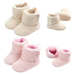 Зимние детские ботинки для новорожденных обувь для девочек 0-12 м Теплые; больших размеров бархатные зимние пинетки для девочек мягкая