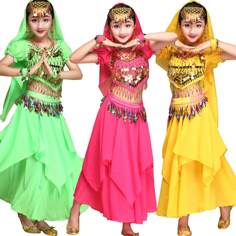 Children Belly Dance Costume Kids Indian Dancing Dress Girls Bollywood