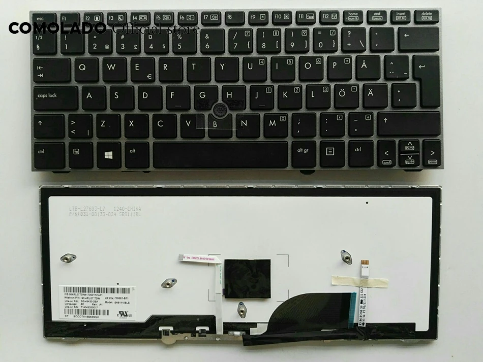 Клавиатура для ноутбука hp EliteBook 2170p 2710 с черной рамкой и подсветкой|Клавиатуры