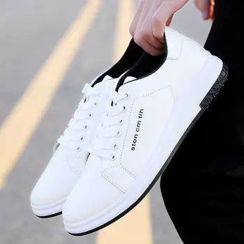 

Men casual shoes 2018 new solid color lace-up flats men shoes breathable pu leather shoes men sneakers tenis masculino adulto