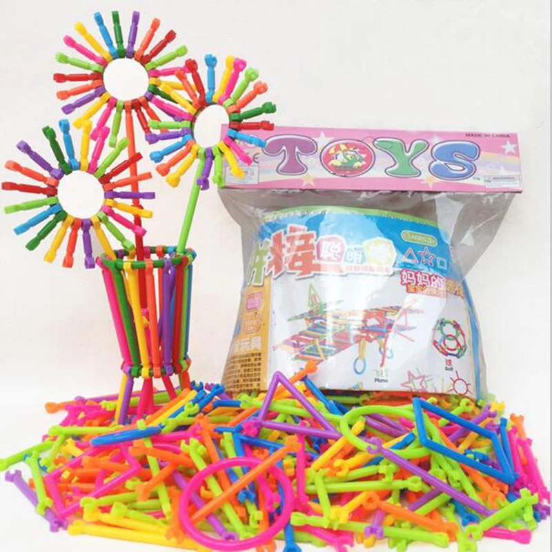 256pcs/set Plastic DIY Model Building Blocks Sticks Assemblage Construction Bricks Intelligence Educational Toys for Kids Gifts