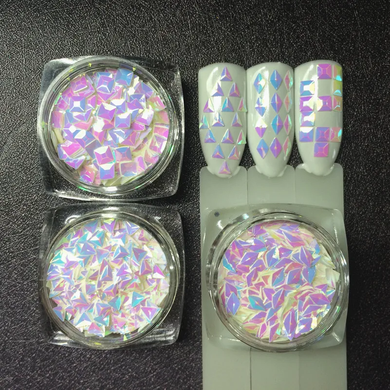 

Hot! 3 Jars/Set Aurora Sequins Mermaid Unicorn Spangles 3D Nail Art Chrome Nail Glitter Powder Decoration Rainbow Effect